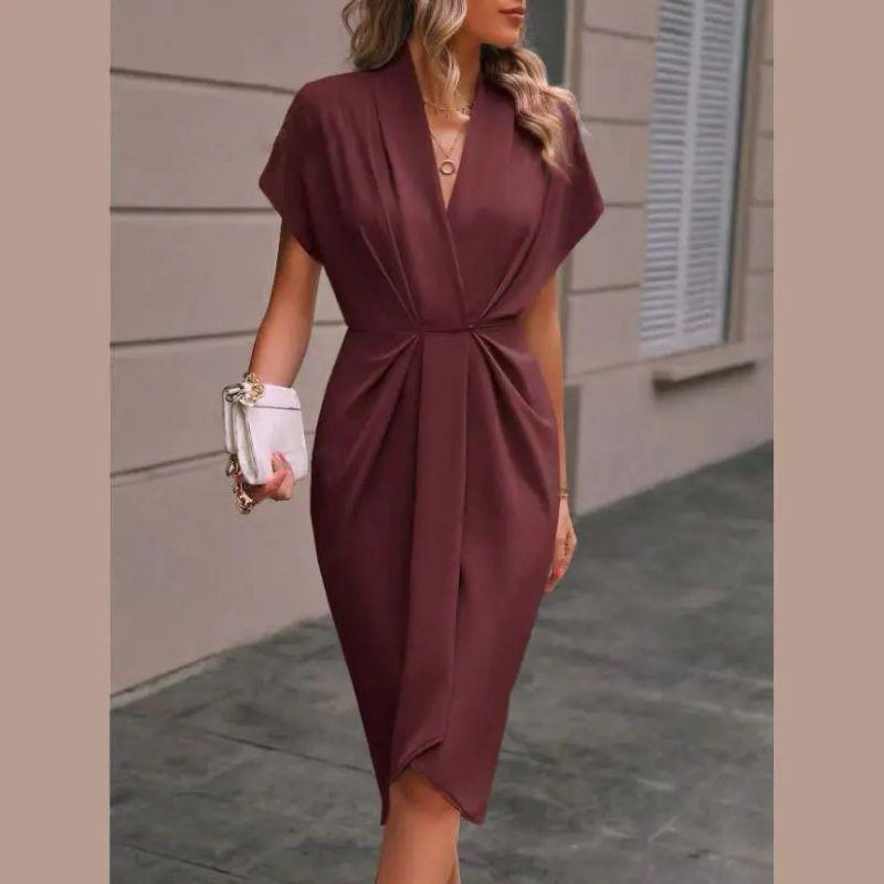 2025 New European and American Summer Spring and Summer Fashion Solid Dress Women Solid Color Dress