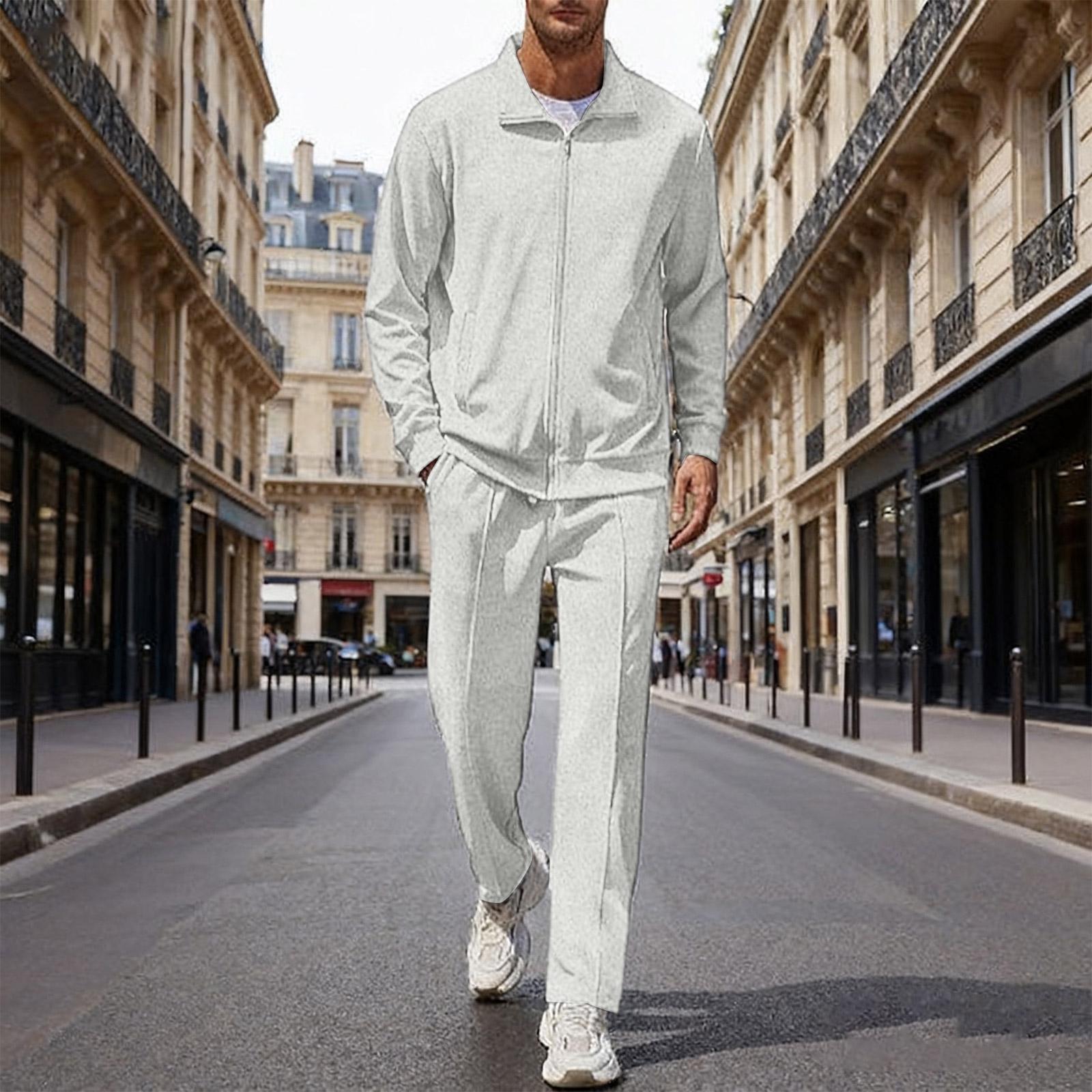 

Мужской спортивный свободный повседневный кардиган с лацканами, молодежный комплект-двойка XL белый