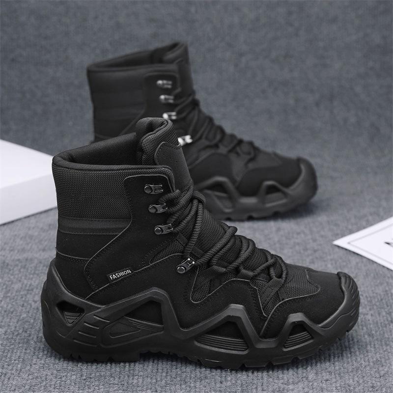 Autumn and winter men's high cut thick soled outdoor workwear  casual short boots  plus size mountaineering tactical men's boots