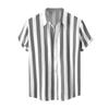 Men's Casual Holiday Stripe Printed Short Sleeve Top Cozy Lapel Short Sleeve Shirt