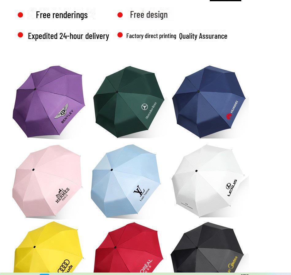 New Auto Folding Reflective Edged Reverse Umbrella with Logo Print