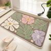 Floral Leaves Green Bath Mat Botanical Bathroom Rug Non Slip Absorbent Floor Mat For Shower Tub Bedroom Plant Lover Decor