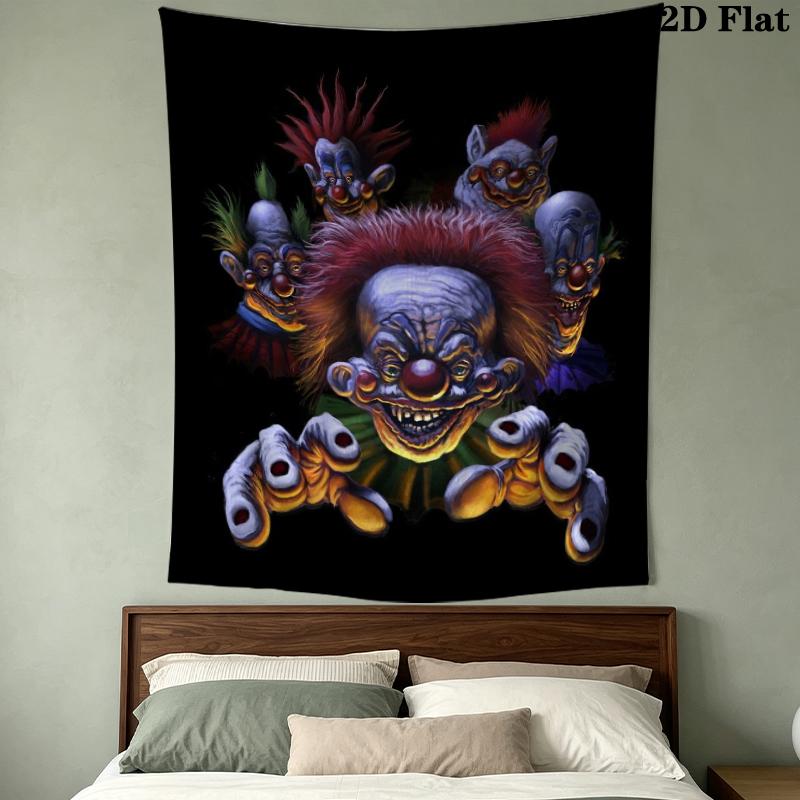Killer Klowns aus dem Weltall Wandteppich Ästhetischer Wandbehang Bedruckte Stoffdecke Dekorative Wandteppiche für Schlafzimmer Wohnzimmer Heimdekoration