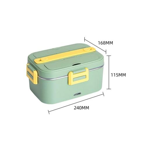 1.8L Electric Lunch Box, 75W Heated Lunch Box for Car or Home Use, Dual-Use, Removable Stainless Steel Container with Fork and Spoon Storage and Carry