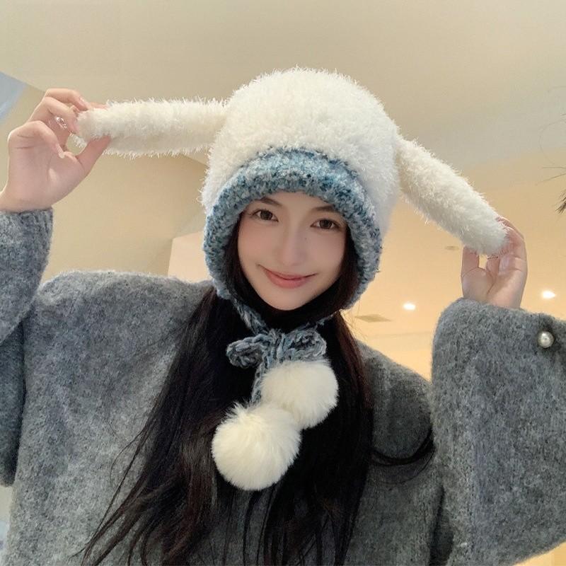 Cute Kids Knitted Bunny Ears Beanie With Warmth And Wind Protection