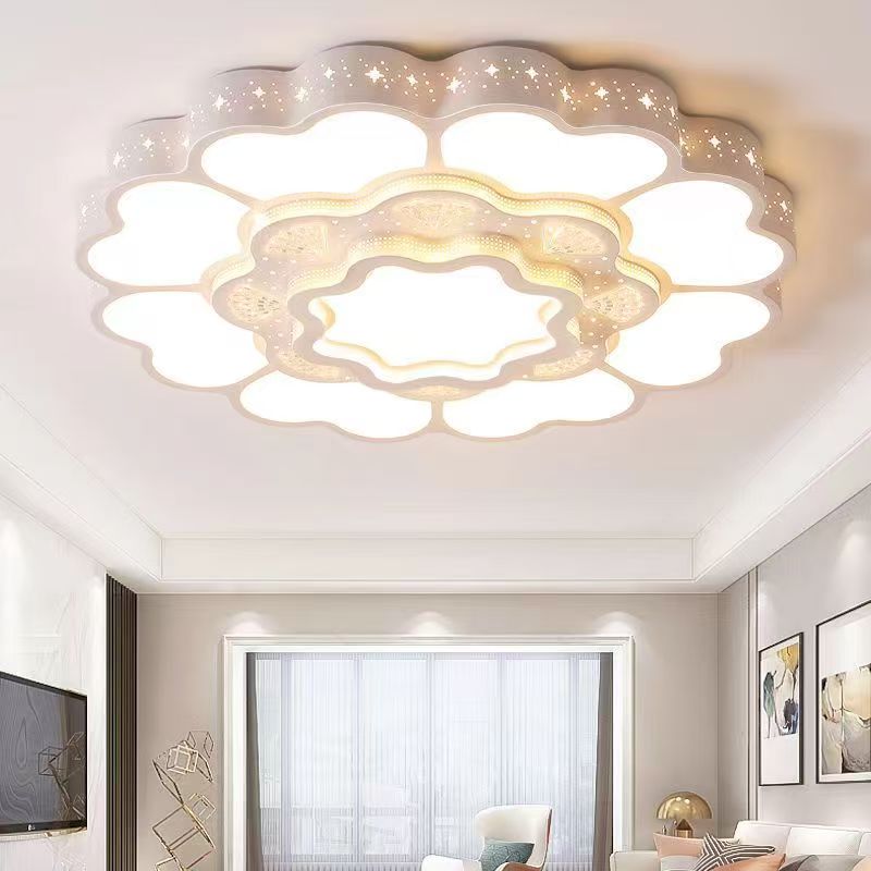 

Простая современная круглая лампа для холла, большая светодиодная потолочная люстра в виде цветка Diameter -60cm