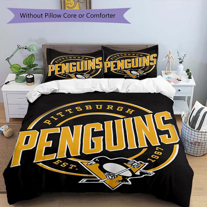 Pittsburgh Penguins Themed Bedding 3Pcs Duvet Cover Set Decorative Bed Linen For Teen Room Home Decoration
