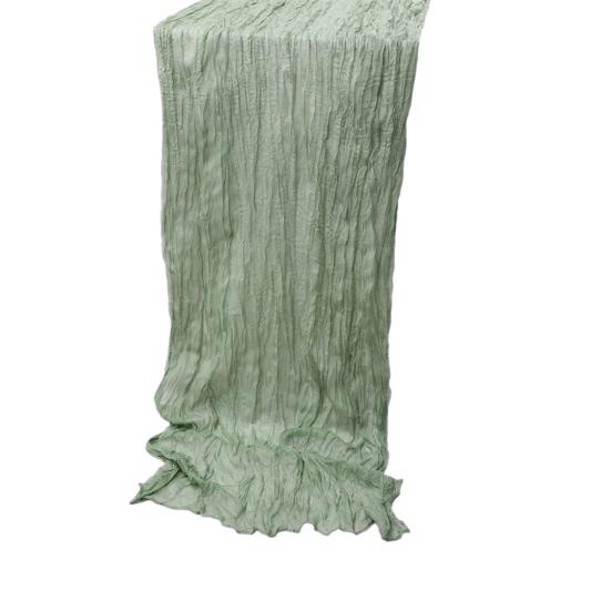 Gefalteter Tischläufer Knitterstoff Gaze Tischdecke für Hochzeitsfeier Dekoration Rustikaler Eleganter Akzent für Esstisch für Zuhause Restaurant Außenveranstaltungen