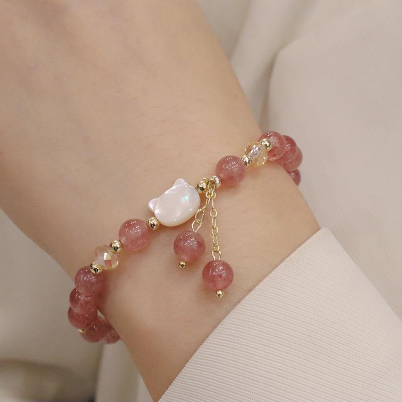Natural Crystal Bracelet Strawberry Crystal Jewelry Bangles Women Fashion Jewelry Accessories Gift