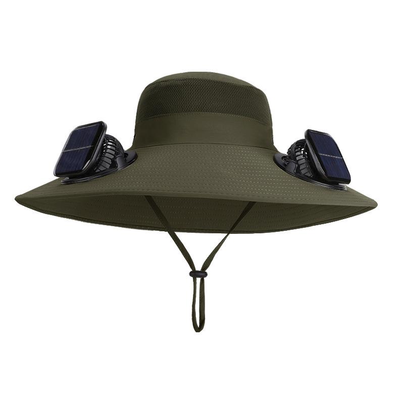 Solar Double Fan Hat Summer Outdoor Mountaineering Fishing Sun Protection Sun Hat Enlarged Brim Breathable Bucket Hat