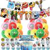 Pirate King Birthday Party Decoration Set Skull Flag Cake Topper Balloon Combo Party Decorations Color Set Flag 18 Balloons 16 Cake Forks 2 Black