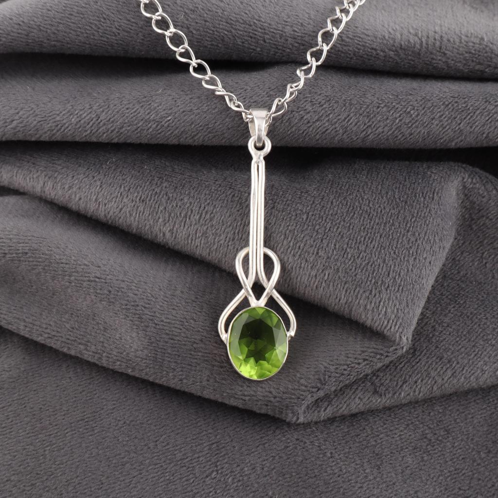 Peridot Jewelry, 925 Solid Sterling Silver Pendant, Handmade Gemstone Jewelry Pendant For Thanksgiving Gift