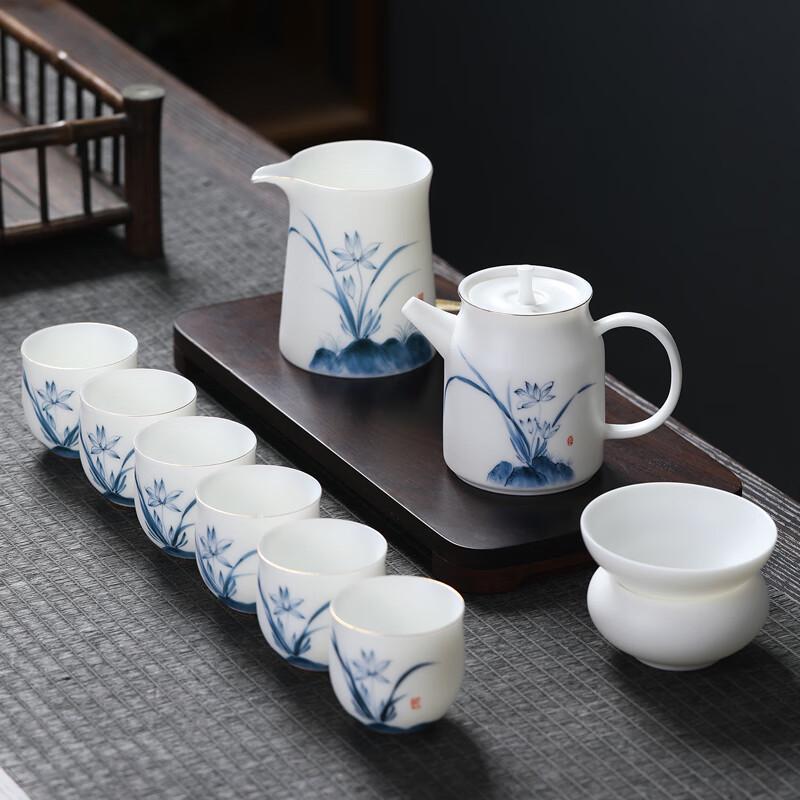 MULTIPOTENT Hand-Painted Chinese White Kung Fu Tea Set