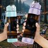 1PC Black Cat Book Stack Scene 750ml Color Plastic Sports Water Bottle Leakproof Flip Straw Lid For Sports Office Home Use