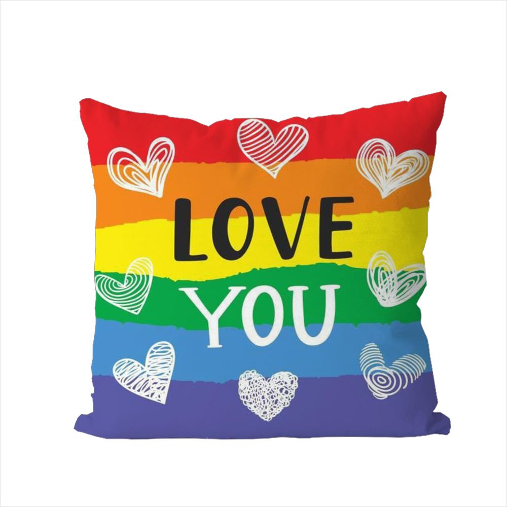 Rainbow Flag Pillow Case For Car Sofa Decorative Home Doublesided Print Plush Square Throw Pillow Cushion Cover