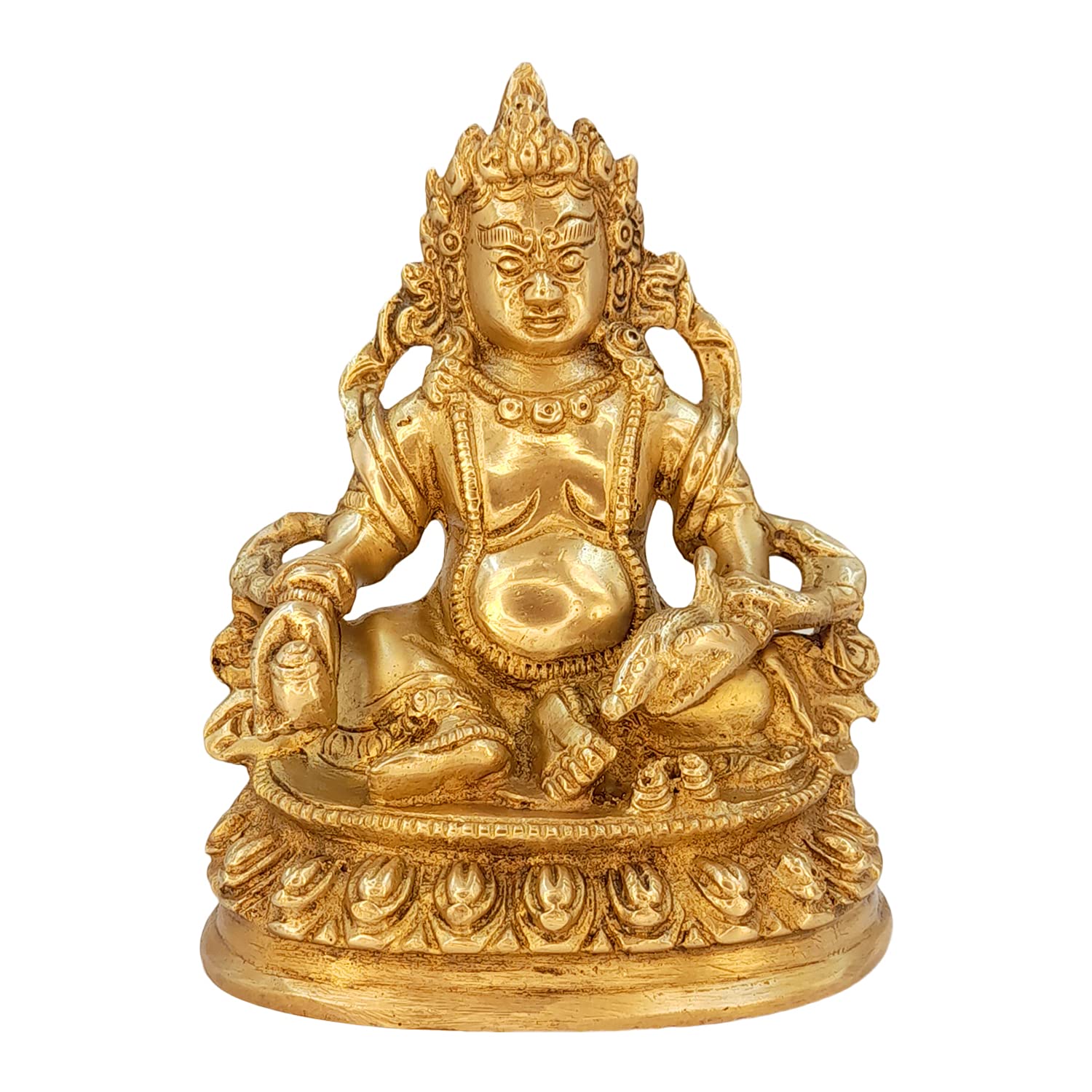 Pure Brass Kuber Murti, Lord Of Treasure Wealth Maharaj Kuber Statue - 6 Inch
