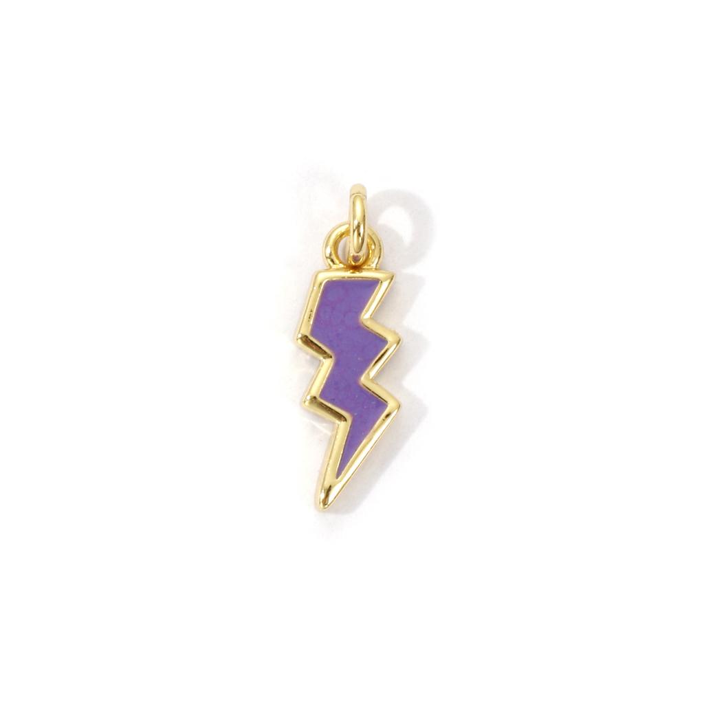 2 PCs Brass Charms 18K Gold Plated Colorful Enamel Cloud Meteor Lightning Weather Pendant For DIY Necklace Jewelry Making
