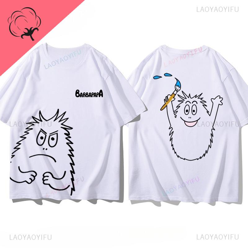Famous Cartoons Barbapapa Double SidedPrinted T Shirt Casual Funny Kawaii Tops Boys Girls Aesthetic Teenager Outfits Graphic