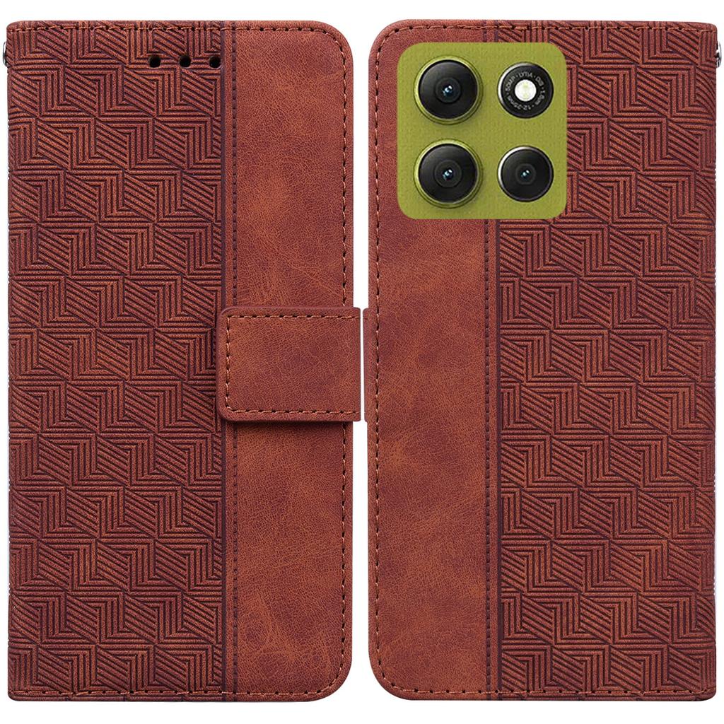 For Motorola Moto G86 5G Case Geometry Pattern Leather Wallet Phone Cover with Wrist Strap