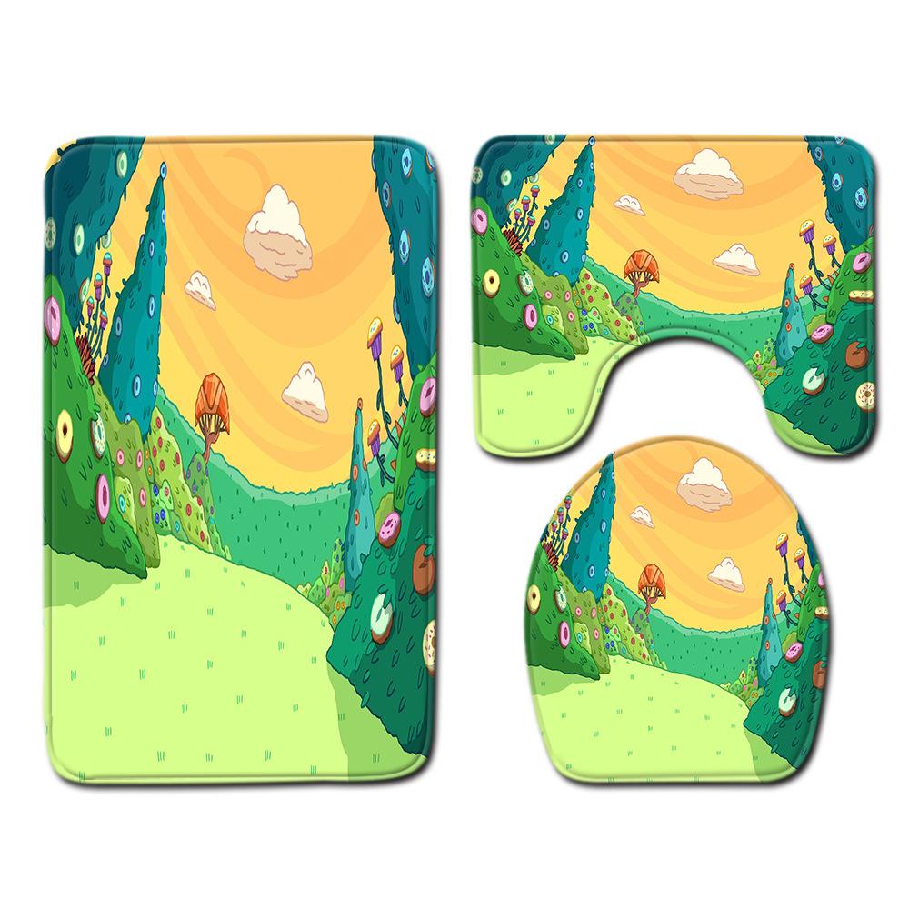 Animation Bathroom Floor Mat Three-Piece Bathroom Carpet Toilet Mat Set Door Mat Bathroom Non-Slip Mat
