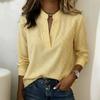 Women Plaid Print Blouse Long Sleeve V Neck Tie Neck Casual Loose Fit Top
