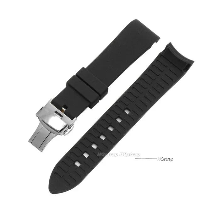 Curved End Silicone Strap for Swatch Stainless Steel Buckle 20mm 22mm Men Women Soft Waterproof Replace Watch Band for Seiko