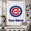 Wall Hanging Tapestry With Custom Name & Text, Chicago Cubs Decorative Tapestry For Bedroom