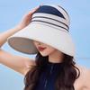Summer empty top sun hat, large brim foldable all-round purple line sun protection 25 new models