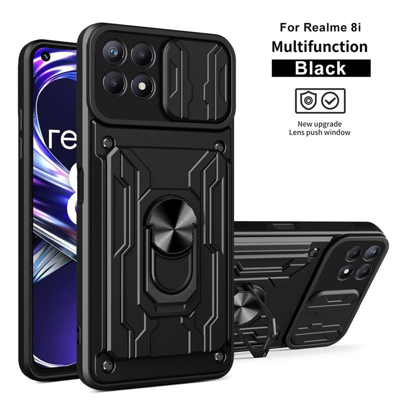 

For OPPO Realme 8i Case Magnetic Metal Ring Stand Holder Phone Cases for Realme 8 Pro Realme 8 5G Shockproof Armor Back Cover For Realme 8 5G
