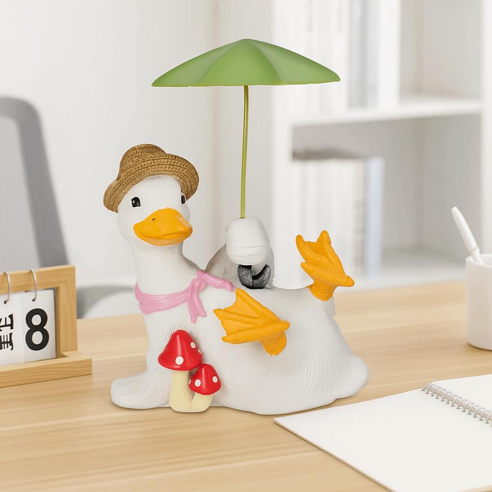 Simulated Duck Umbrella Ornament Handicraft Cartoon Resin Animal Sculpture  Children Girls Boys