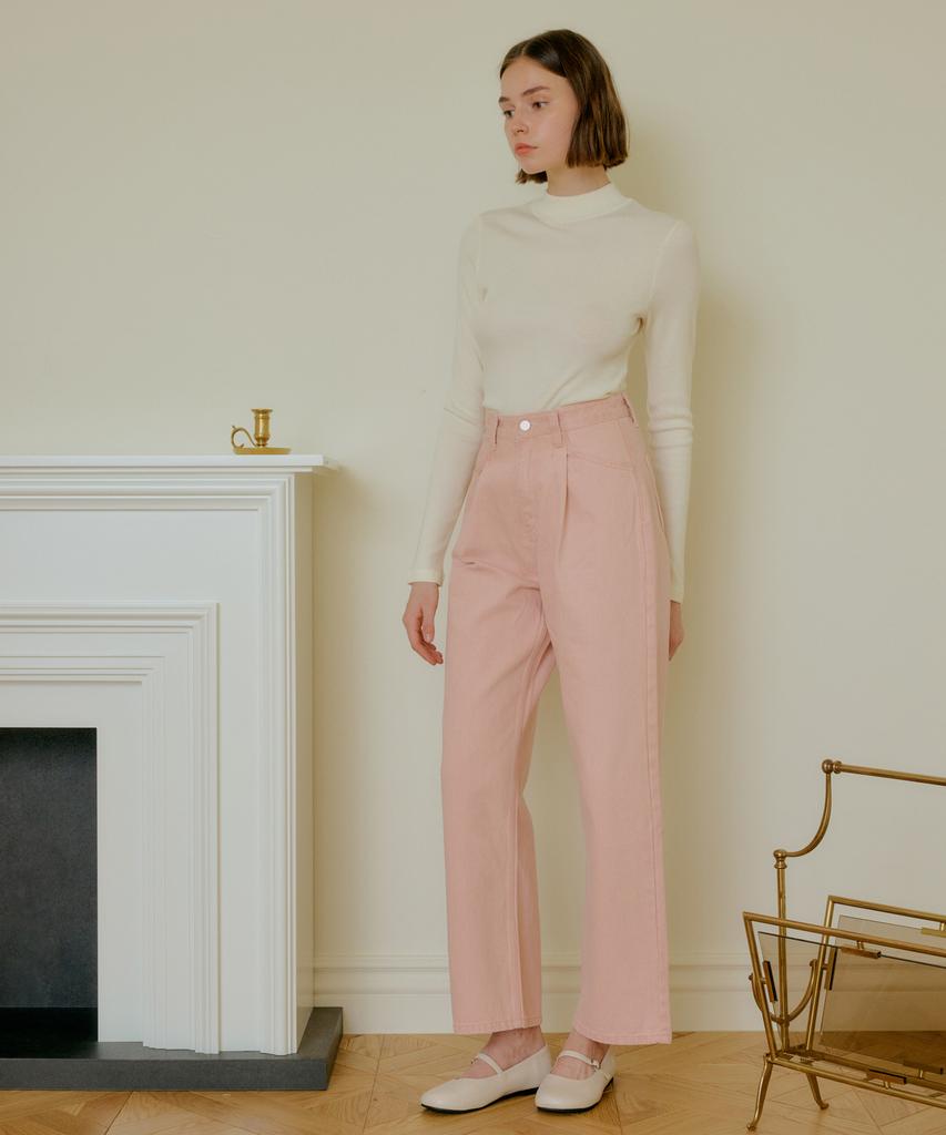 Yeoppe Tucked Cotton Pants_Pink