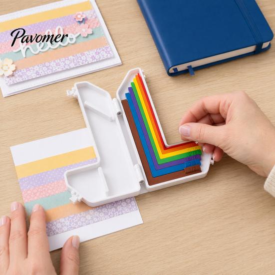 Card Making Alignment Tool Paper Crafting Guide with Case, Precision Layering & Matting Spacers for DIY Craft Spacing and Scrapbooking, Color-Coded