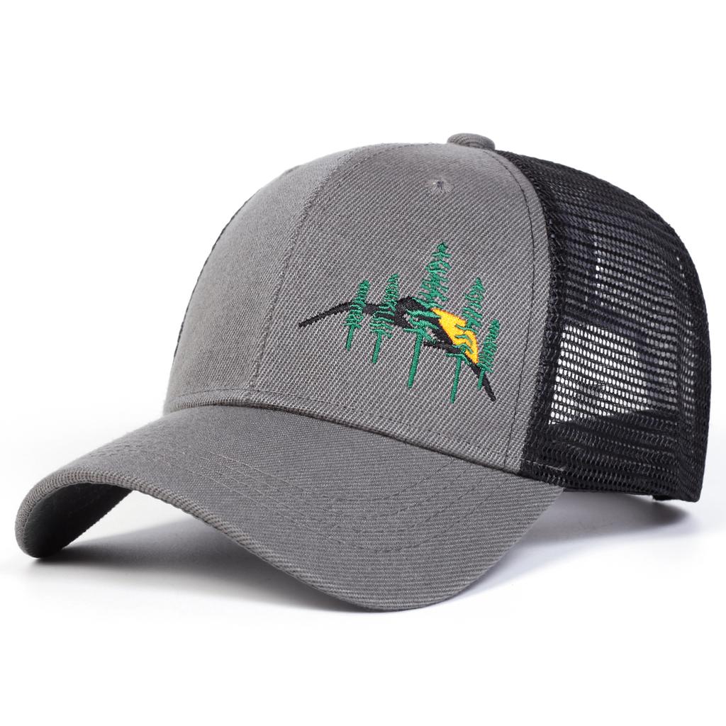 Unisex Mountain Tree Embroidery Baseball Net Caps Spring Summer Outdoor Adjustable Casual Hats Dad Hat Sunscreen Hat