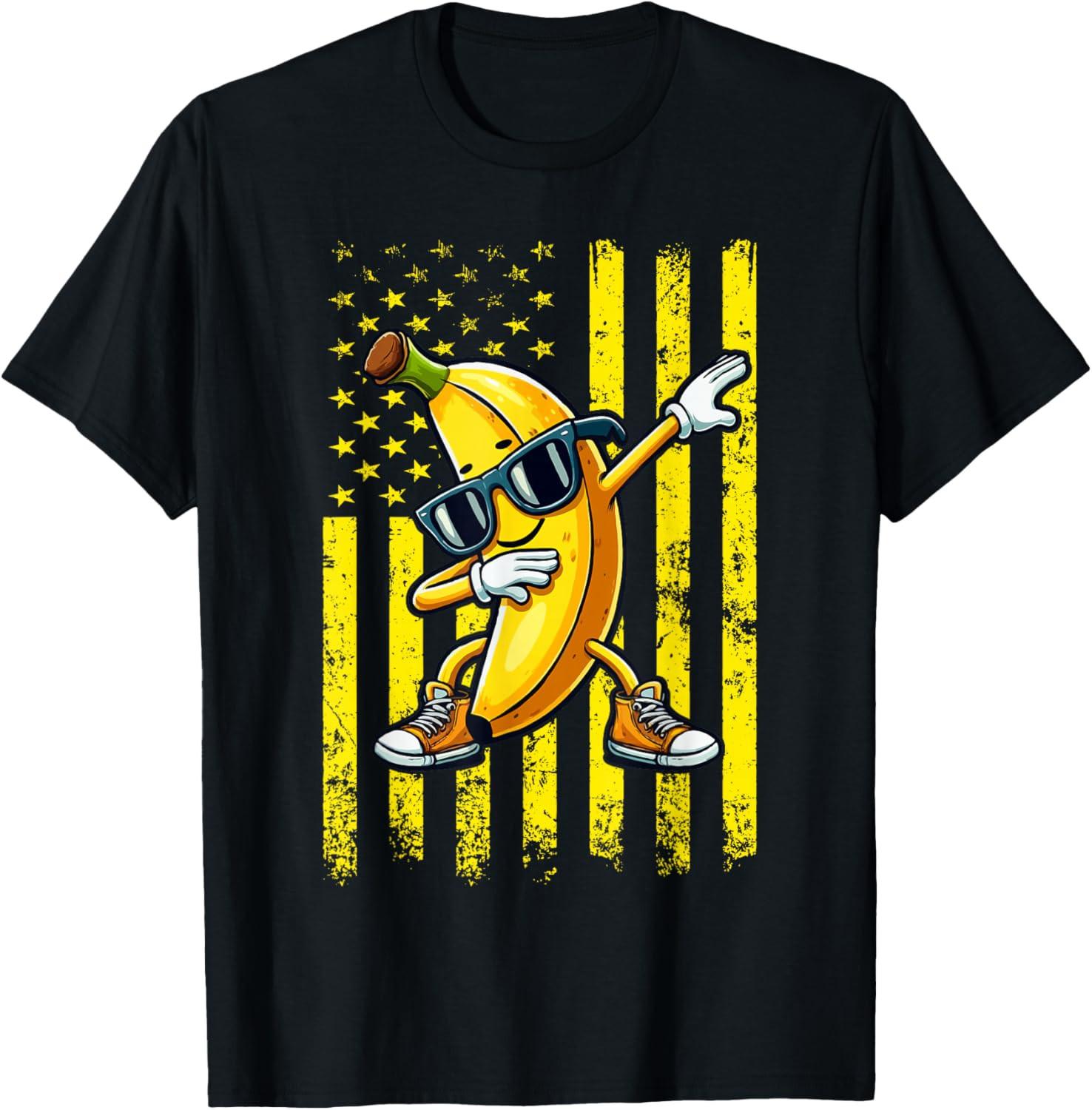 

Dabbing Banana Retro American Flag Banana Lover Kids Boys T Shirt S разноцветный