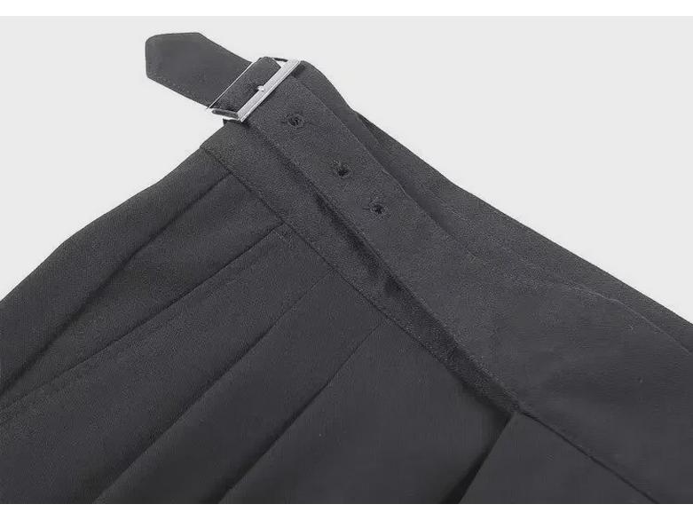 2024 Pánské Slim Fit Kalhoty k Nežehlivému Obleku v Britském Stylu, Devítibodové, Ležérní, Business