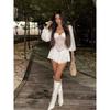 French Sexy Lace Cut Out Fairy Dress Casual Vacation Style Dress Short Skirt Waist-Tight Slim Fit Skirt Slim Looking White
