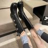 Woman Boots Knee High Platform Elegant Low Heel Trend Punk Gothic New Rock Leather Fashion Women'S Shoes Motorcycle Footwear