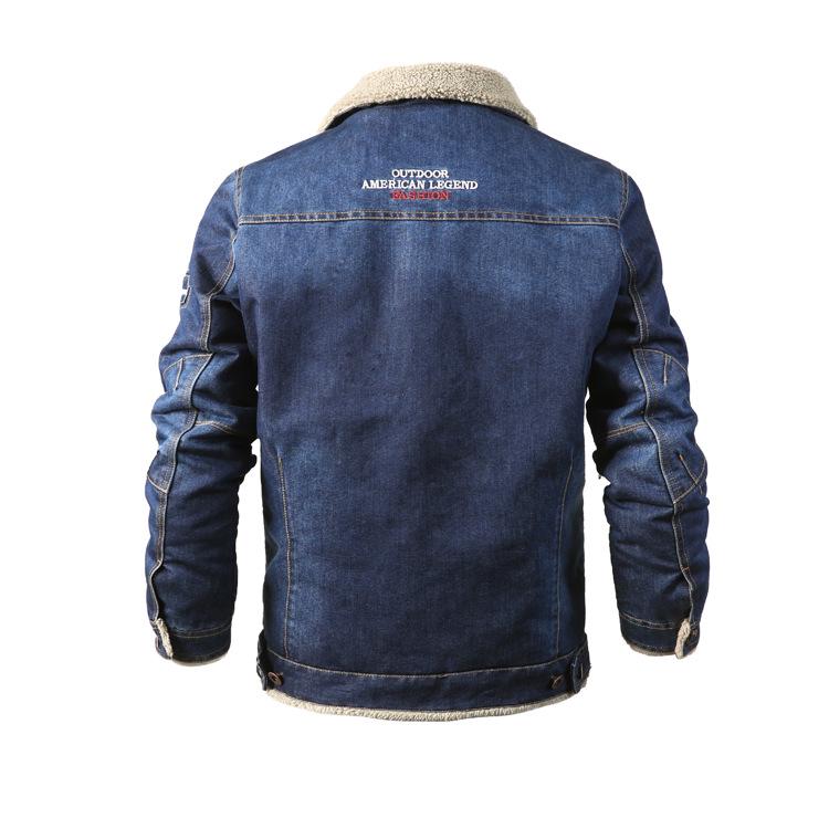 Winter Fleece and Thick Casual Men's Loose Lapel Plus-size Denim Jacket Men's Coat