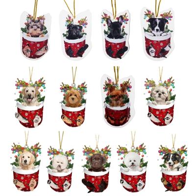 Festival Dog Hanging Charm Acrylic Dog Pendant Christmas Decoration Hanging Dog Ornament for Tree Adornment