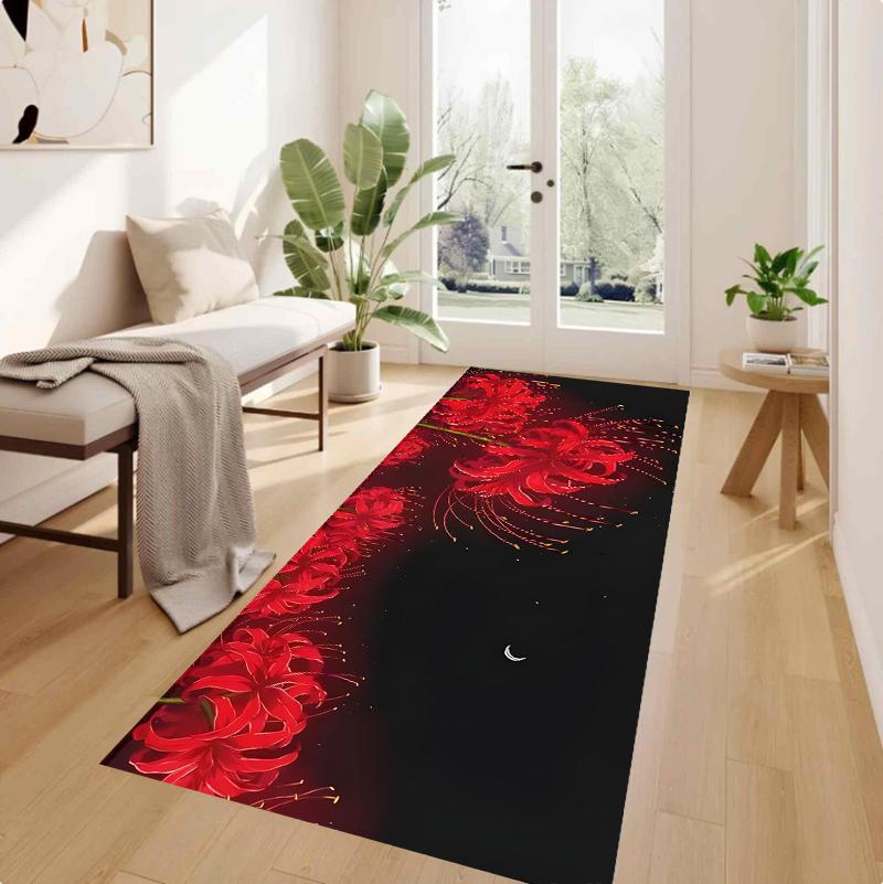 

Gothic Floral Long Runner Rug Collection Non Slip Wear Resistant Soft Washable Hallway Kitchen Laundry Room Decor Rug 40X120CM