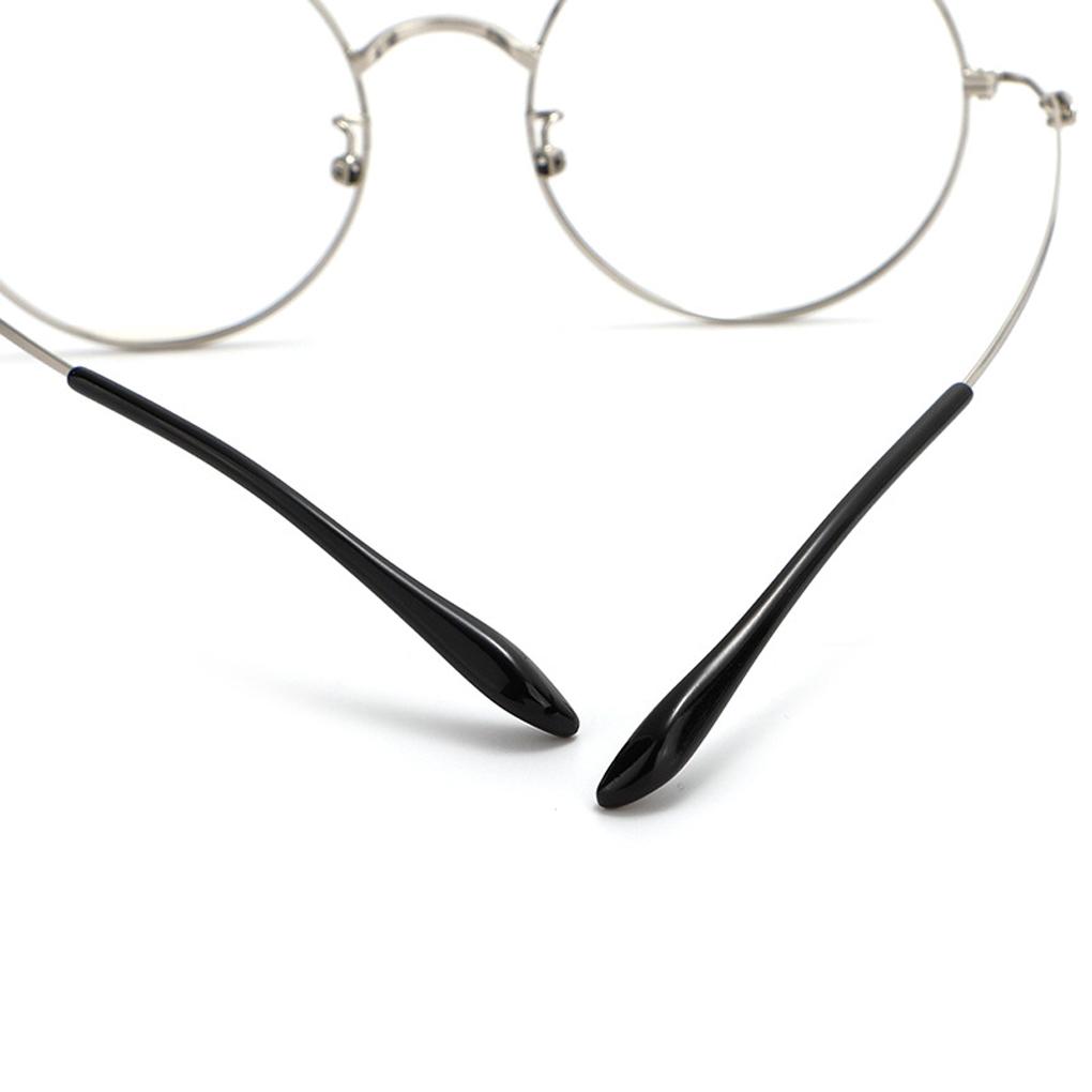 Black Smooth Line Eyeglasses Temple Tips Impact-resistant Universal Fit Eyewear Metal Leg Curve