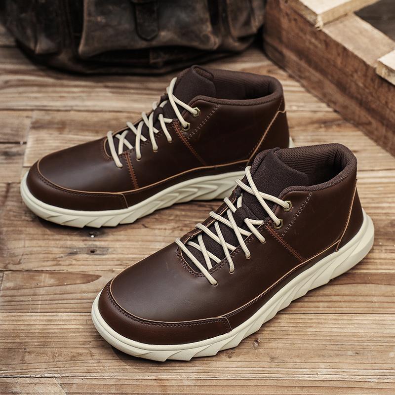 Fashion Luxury Brand Mens Casual Shoes Winter New High Top Work Boots for Men Leather Ankle Boots Business Outdoor Comfort Walk Sneakers