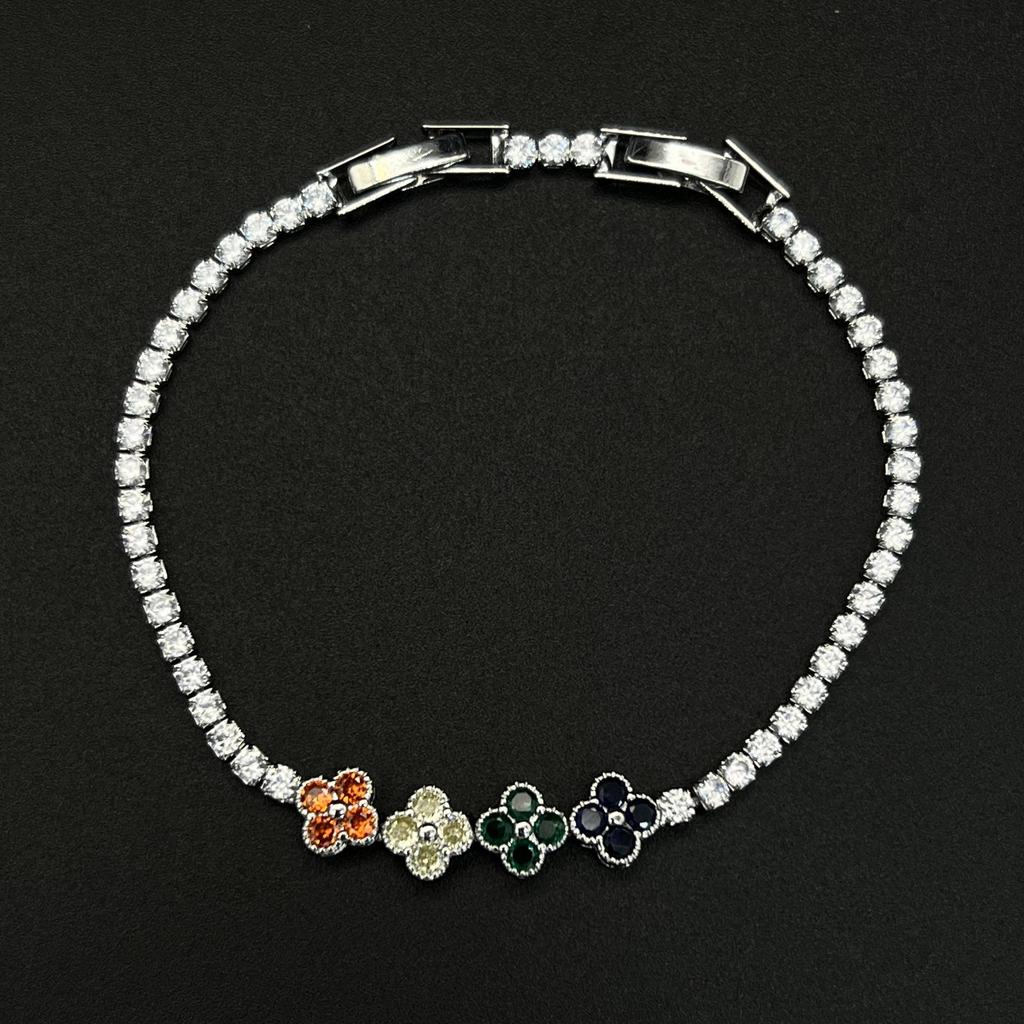 Fashion Zircon Four-Leaf Clover Tennis Bracelet - Luxury Hot Sale