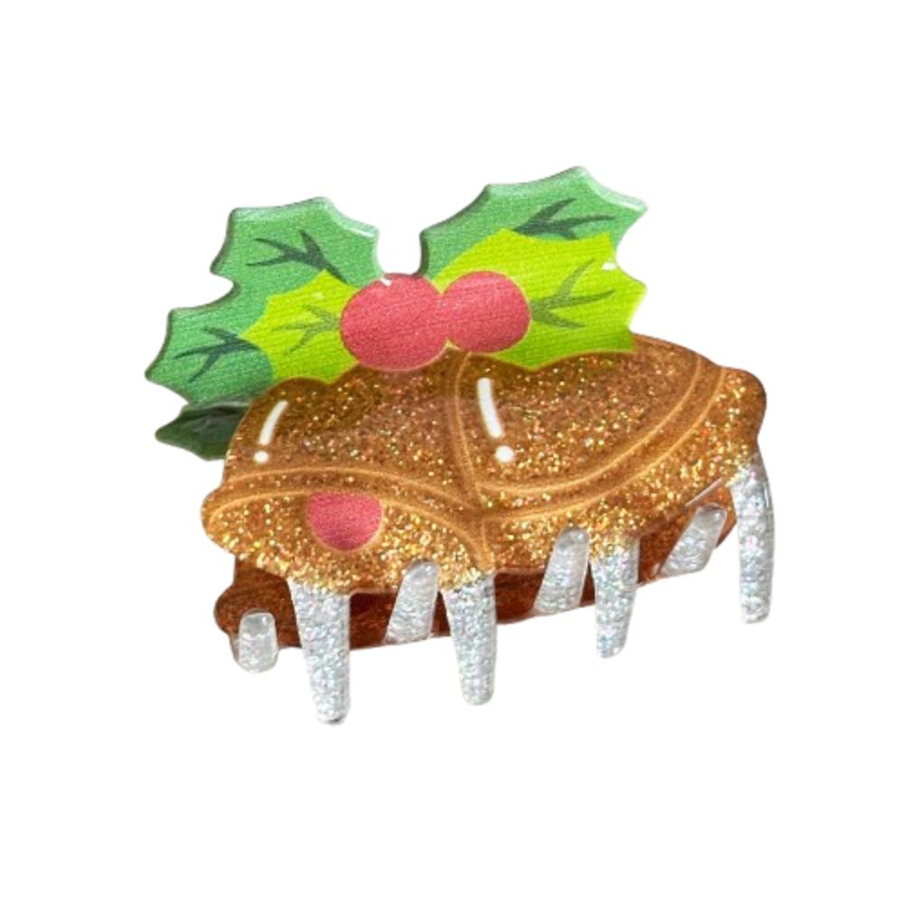 Glitter Christmas Tree Hair Claw Acrylic Cartoon Hair Grab Clip Santa Claus Shark Clip Festival