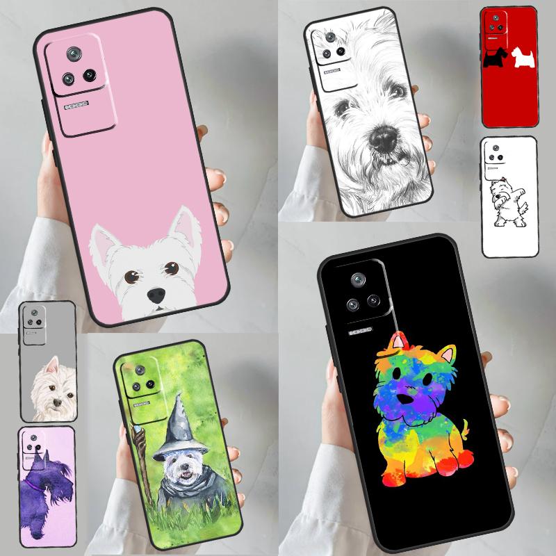 Cartoon Westie Dog Case For POCO M6 X6 Pro X3 X4 X5 M5s F3 F5 Xiaomi 14 Ultra 12 13 Lite 11T 12T 13T Pro Funda