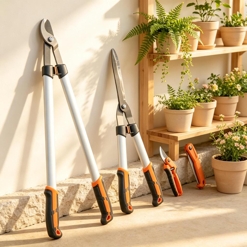 4-Piece Garden Shears Set with Branch Cutter, Bypass Pruner, Cutting Shears and Folding Saw, Aluminum Handles