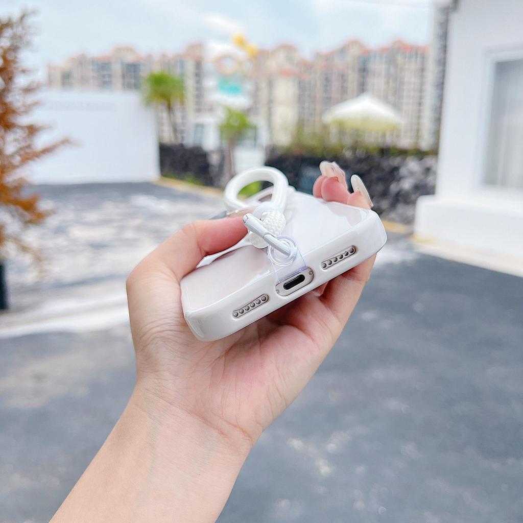 Magnetic Lens Bracket Protective Case for iPhone 16/15/14 Pro Max with Skin Feel & Lanyard, Solid Color