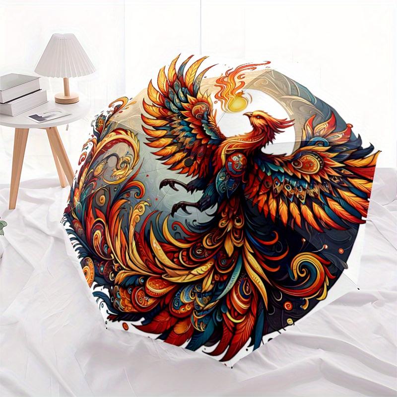 1pc Flaming Phoenix Pattern Automatic Opening and Closing Umbrella - Small Umbrella Suitable for Various Occasions A064