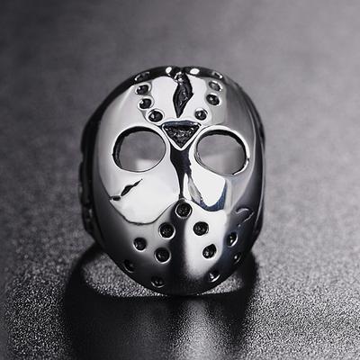 Fashion Unique Jason Mask Ring for Male Boy Punk Hip Hop 316L Stainless Steel Rings Motorcycle Amulet Jewelry Gift