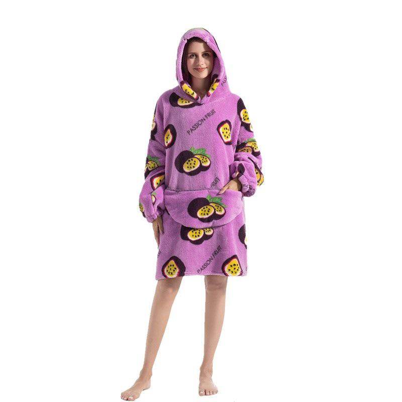 Cozy Autumn/Winter Pumpkin Blanket Sweatshirt: Thick Cotton Velvet Bathrobe for Indoor and Outdoor Warmth